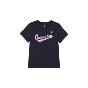 Converse Script Logo Leopard Infill Classic Tee - Nők - Rövid ujjú póló Converse - Fekete - 10022344-A02 - Méret: XS