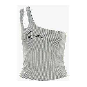 Karl Kani Small Signature Women One Shoulder Top Bi-Color Rib White/Black - Nők - Rövid ujjú póló Karl Kani - Fehér - 6131128 - Méret: M