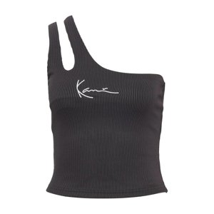 Karl Kani Small Signature Women One Shoulder Top Bi-Color Rib Black/Antha - Nők - Rövid ujjú póló Karl Kani - Fekete - 6131129 - Méret: S