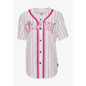 Karl Kani Woven Signature Old English Baseball Women Shirt White/Pink - Nők - Ing Karl Kani - Fehér - 6133123 - Méret: XS