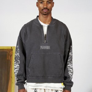 Pleasures Skull Spiral Quarter Zip Hoodie Black - Férfi - Hoodie Pleasures - Fekete - P24SP035-BLACK - Méret: L