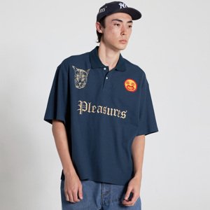 Pleasures Wyatt Boxy Polo Navy - Férfi - Rövid ujjú póló Pleasures - Kék - P24SU036-NAVY - Méret: 2XL