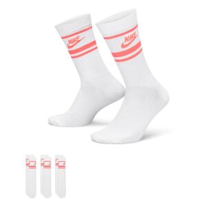 Nike Sportswear Dri-FIT Everyday Essential Crew 3-Pack Socks White Hot Punch - Unisex - Zokni Nike - Fehér - DX5089-100 - Méret: L